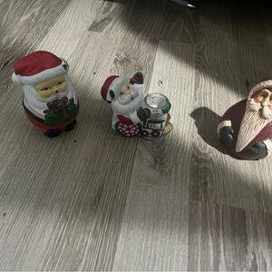 Festive Santa Figurine Set - Red and White
